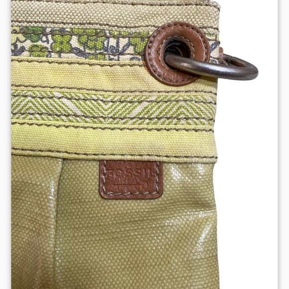 Fossil Key-Per EUC GREEN COATED FLORAL CANVAS CROSSBODY SHOULDER BAG 11”x11” - Picture 5 of 10